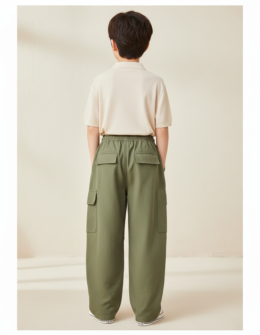 Pantalon Baggy Kaki Coton Ample Cargo Enfant - vue 2
