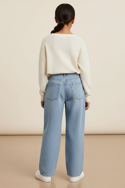 Pantalon Baggy Bleu Jean Ample Large Décontracté - vue 2