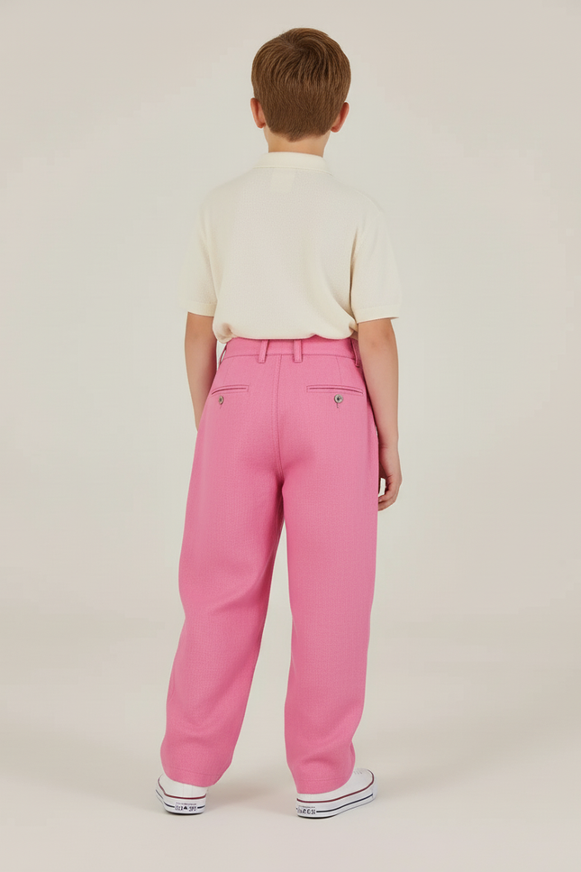 Pantalon Baggy Rose Fuschia Ample Plissé Lin Enfant - vue 2