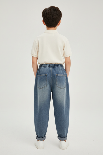 Pantalon Baggy Jean Bleu Déchiré Ample Garçon - vue 2