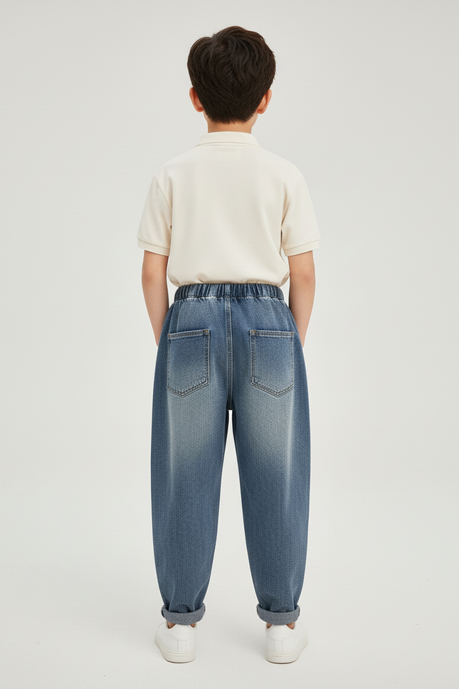 Pantalon Baggy Jean Bleu Déchiré Ample Garçon - vue 2