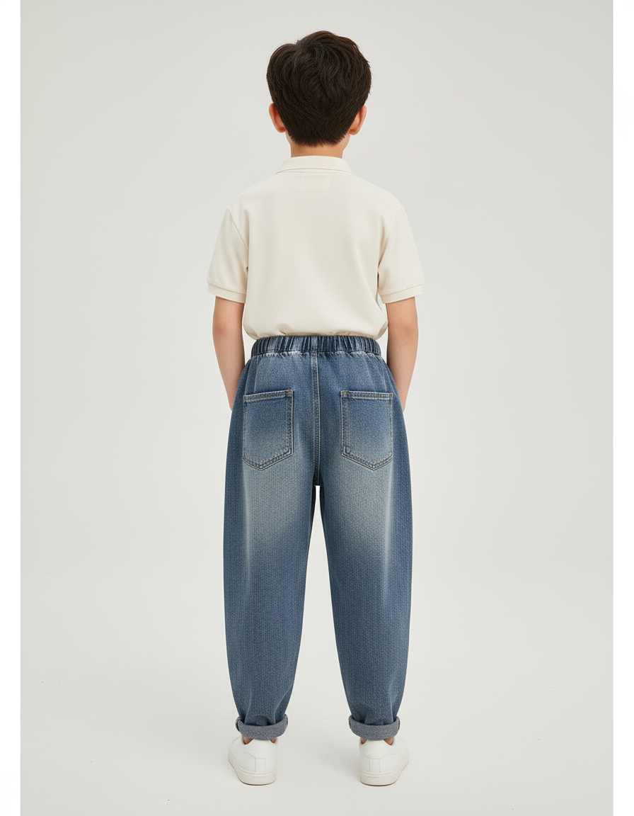 Pantalon Baggy Jean Bleu Déchiré Ample Garçon - vue 2