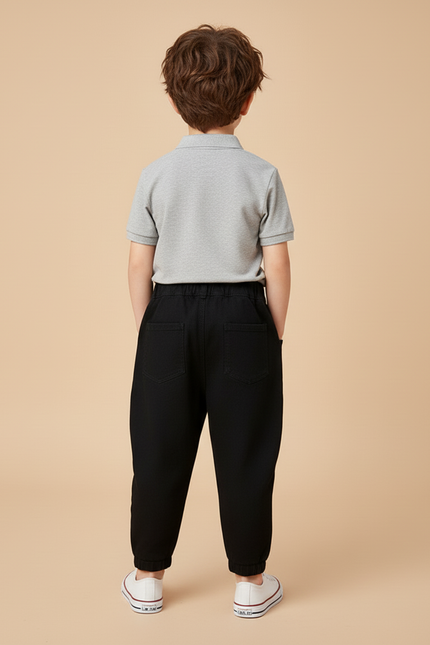 Pantalon Baggy Noir Ample Imprimé Garçon Coton - Molleton - vue 2