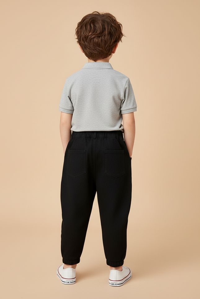 Pantalon Baggy Noir Ample Imprimé Garçon Coton - Molleton - vue 2
