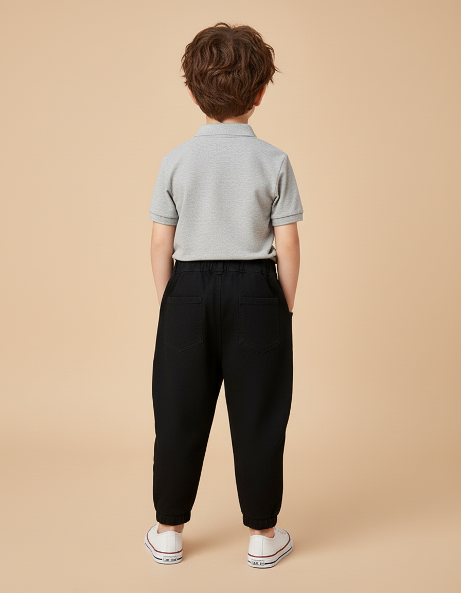 Pantalon Baggy Noir Ample Imprimé Garçon Coton - Molleton - vue 2