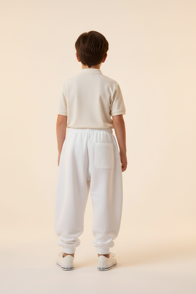Pantalon Baggy Blanc Ample Coton Imprimé Anime Garçon - Molleton - vue 2