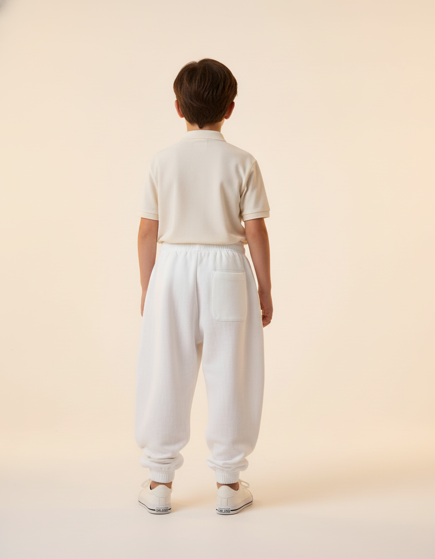 Pantalon Baggy Blanc Ample Coton Imprimé Anime Garçon - Molleton - vue 2