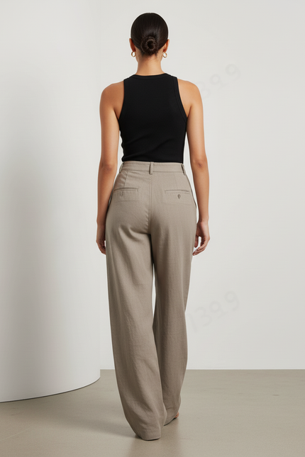Pantalon Baggy Beige Cargo Ample Lin Poches - vue 2