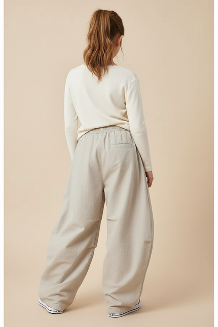 Pantalon Baggy Beige Ample Coton Décontracté Enfant - vue 2
