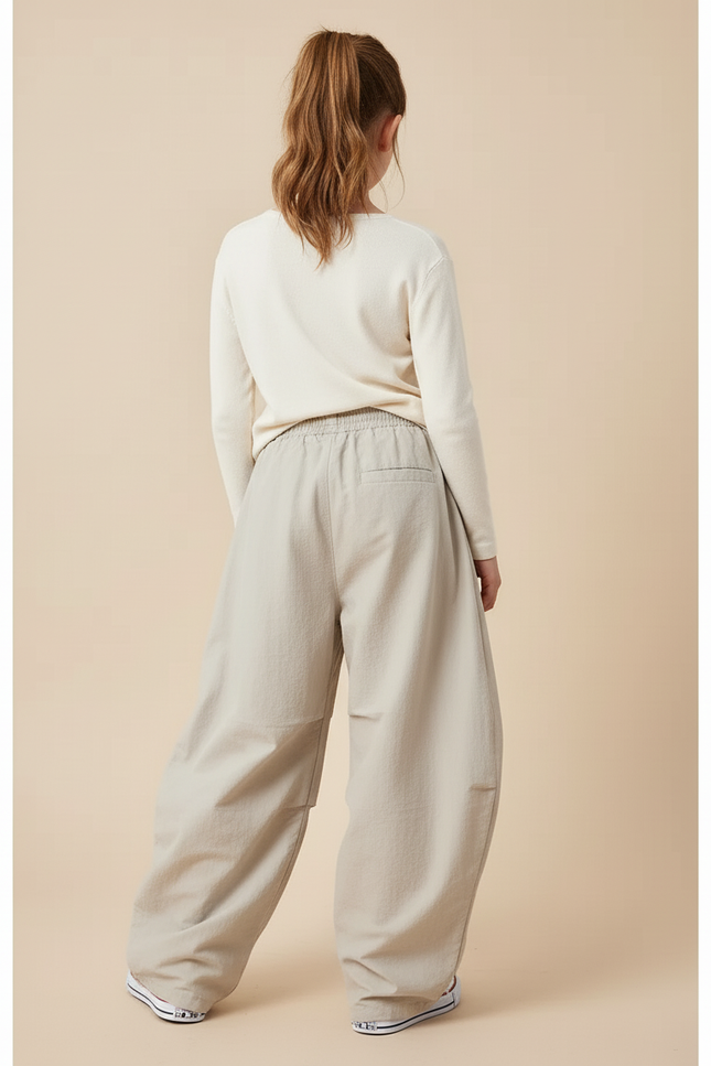 Pantalon Baggy Beige Ample Coton Décontracté Enfant - vue 2