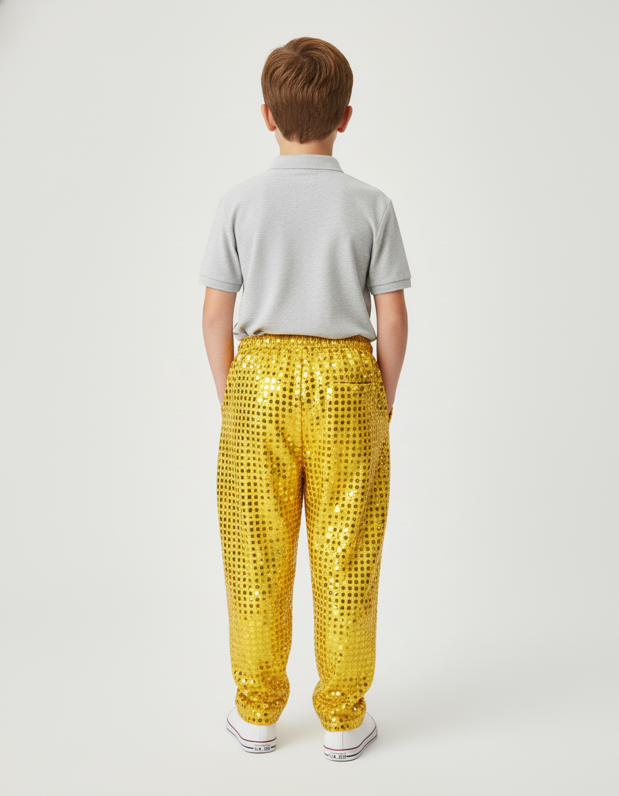 Pantalon Baggy Doré Paillettes Scintillantes Ample Enfant - Polyester - vue 2