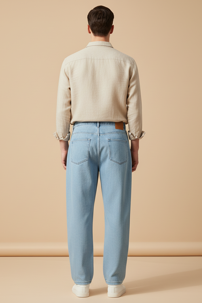 Pantalon Baggy Bleu Jean Ample Confortable Décontracté Homme - vue 2