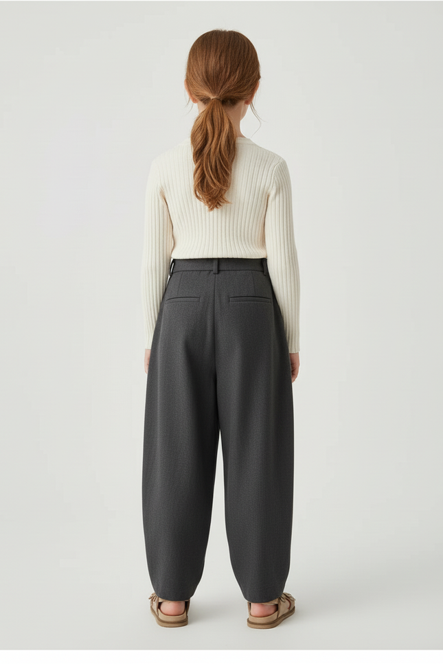 Pantalon Baggy Gris Plissé Ample Décontracté Hiver - Laine - vue 2