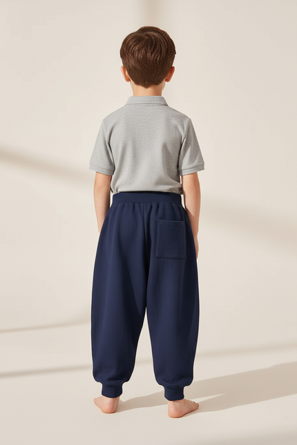 Pantalon Baggy Marine Molletonné Ample Confortable Enfant - vue 2