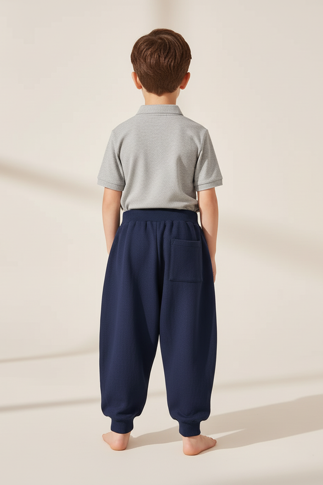 Pantalon Baggy Marine Molletonné Ample Confortable Enfant - vue 2