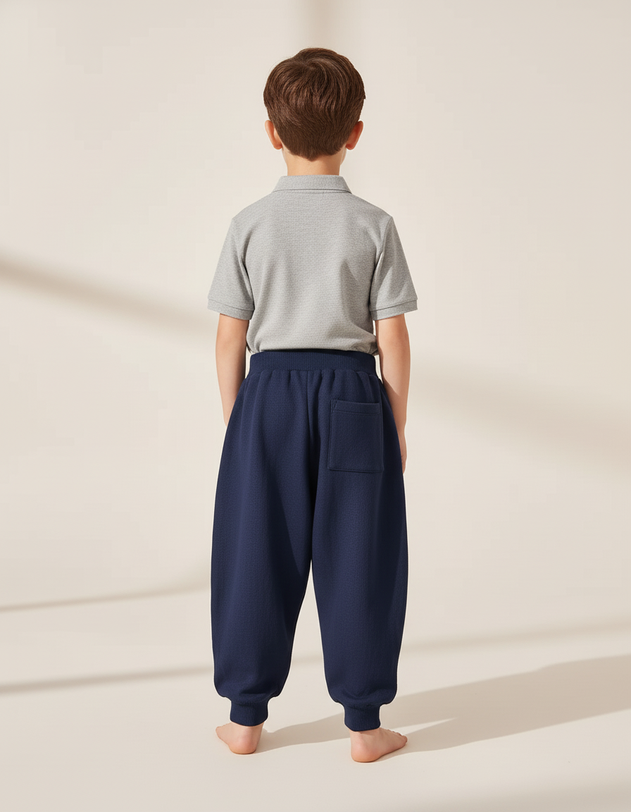 Pantalon Baggy Marine Molletonné Ample Confortable Enfant - vue 2