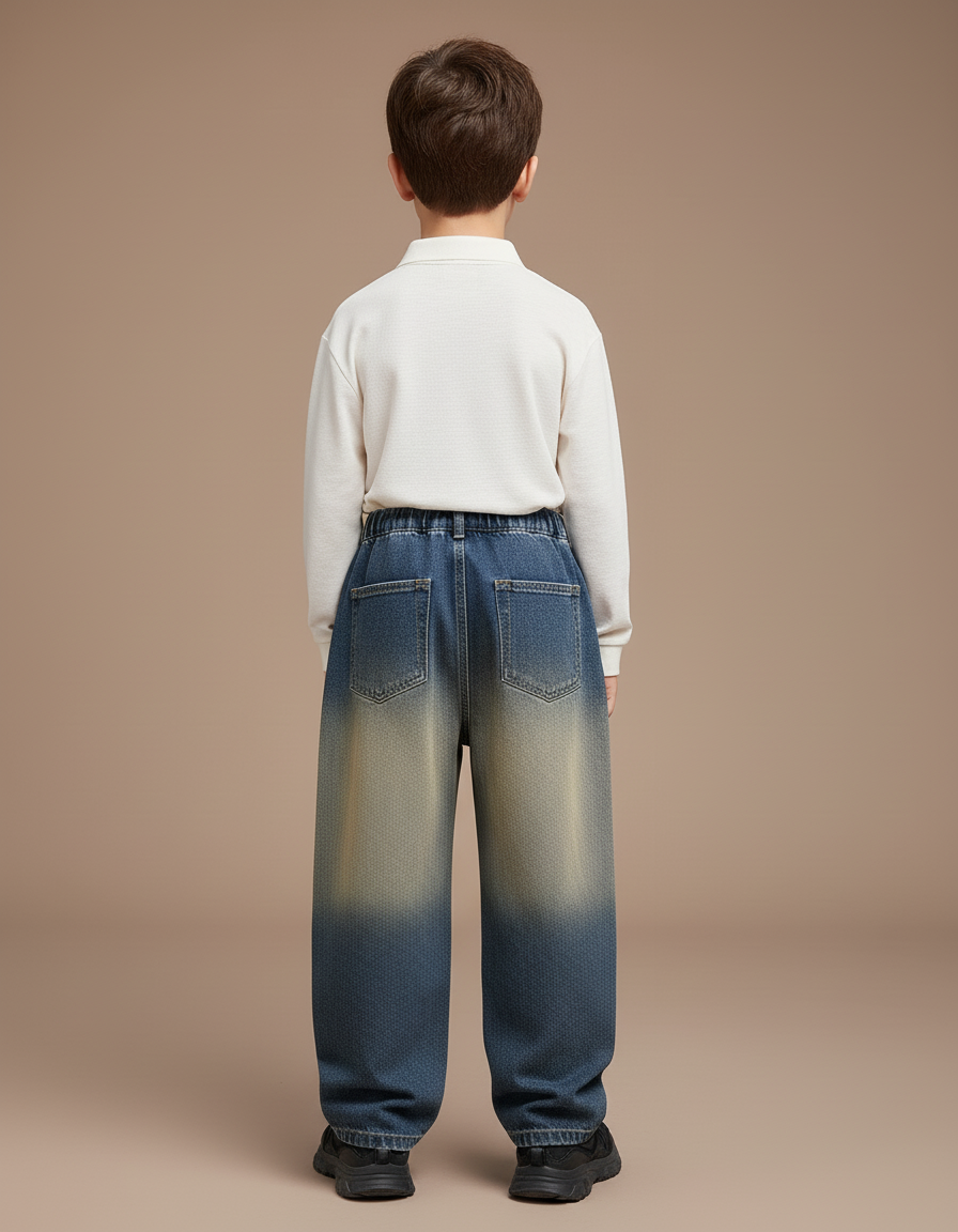 Pantalon Baggy Jean Dégradé Ample Enfant Décontracté - Multicolore - vue 2