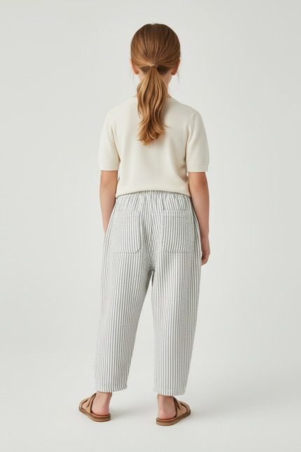 Pantalon Baggy Rayé Coton Ample Décontracté Enfant - Imprimé - vue 2