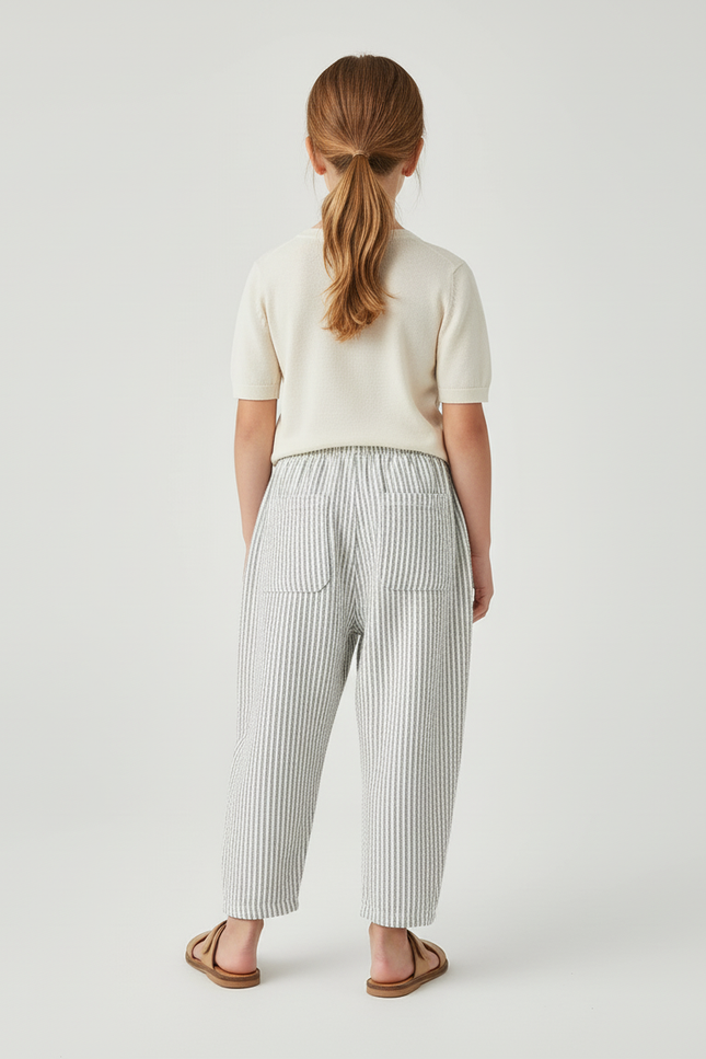 Pantalon Baggy Rayé Coton Ample Décontracté Enfant - Imprimé - vue 2