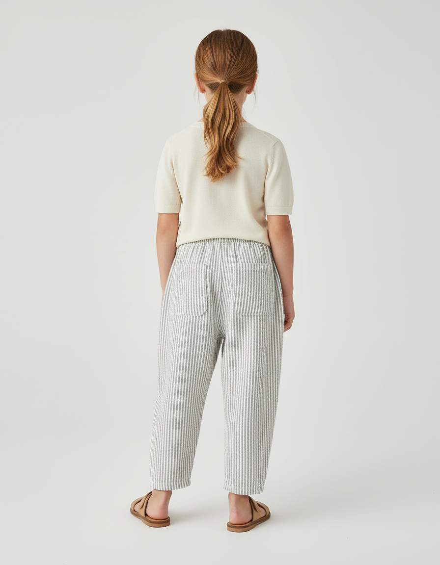 Pantalon Baggy Rayé Coton Ample Décontracté Enfant - Imprimé - vue 2