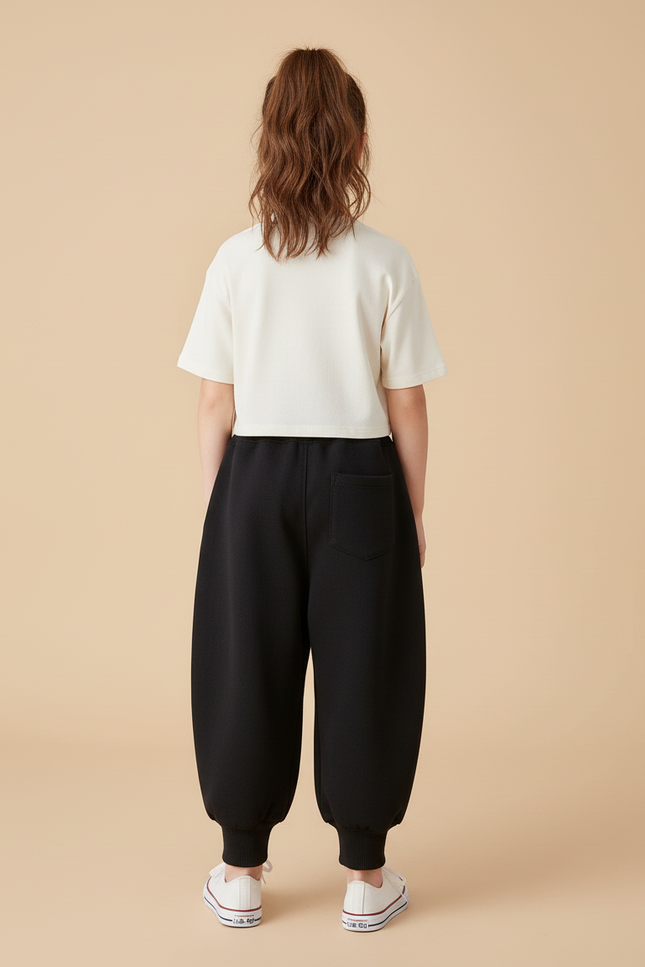 Pantalon Baggy Noir Ample Sport Coton Enfant - Molleton - vue 2