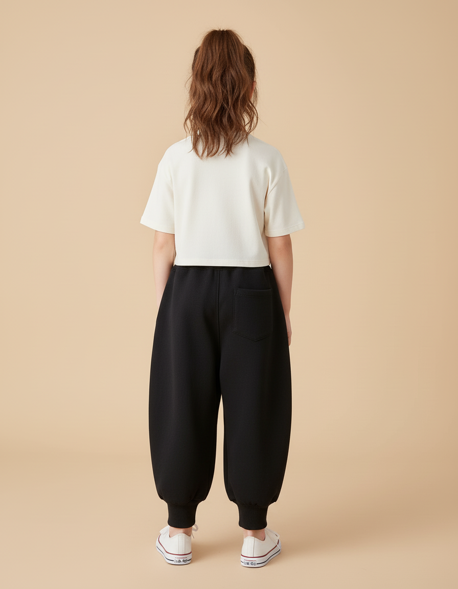Pantalon Baggy Noir Ample Sport Coton Enfant - Molleton - vue 2