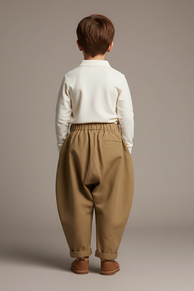 Pantalon Baggy Kaki Coton Ample Plissé Enfant - vue 2