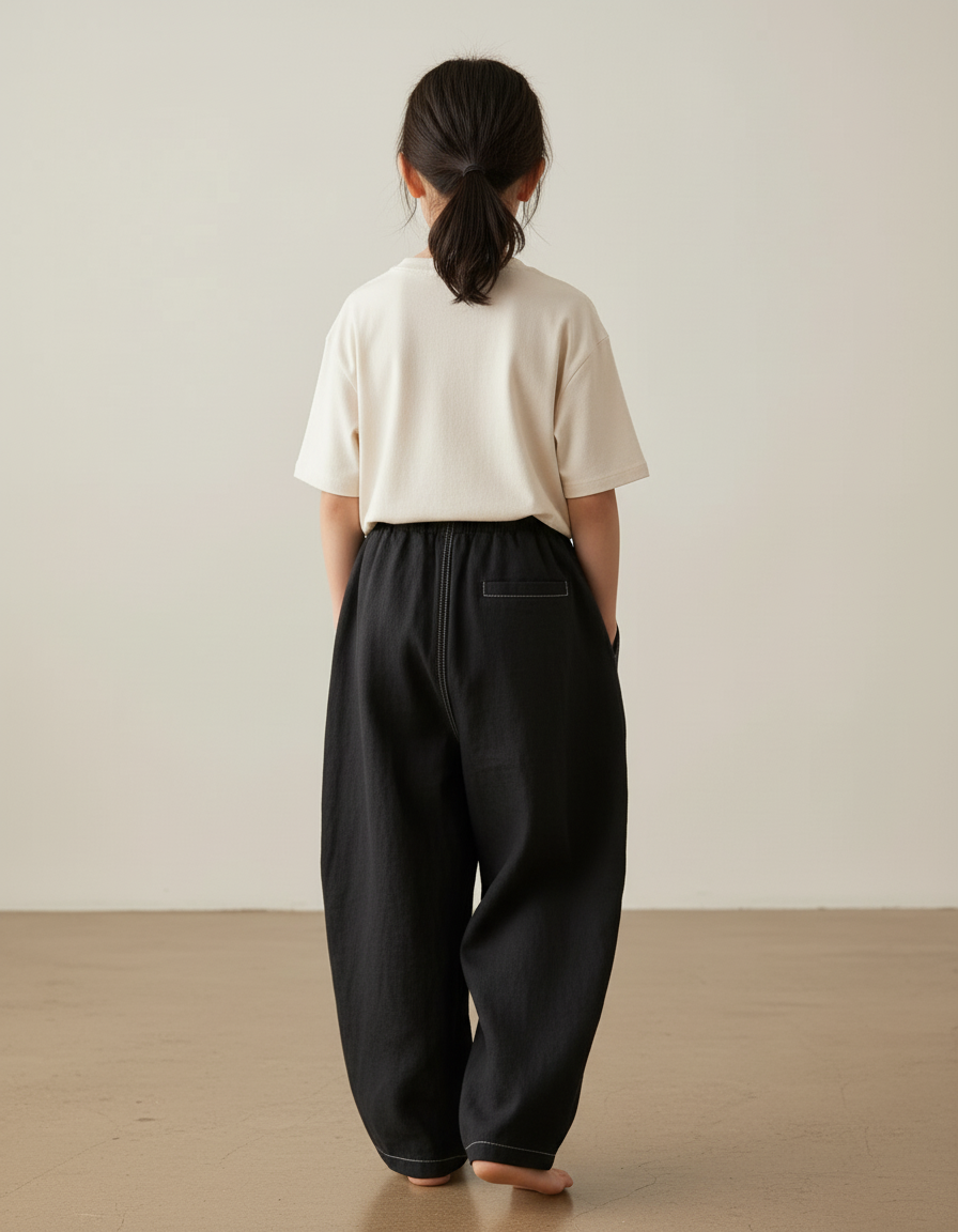 Pantalon Baggy Noir Lin Ample Confortable Enfant - vue 2