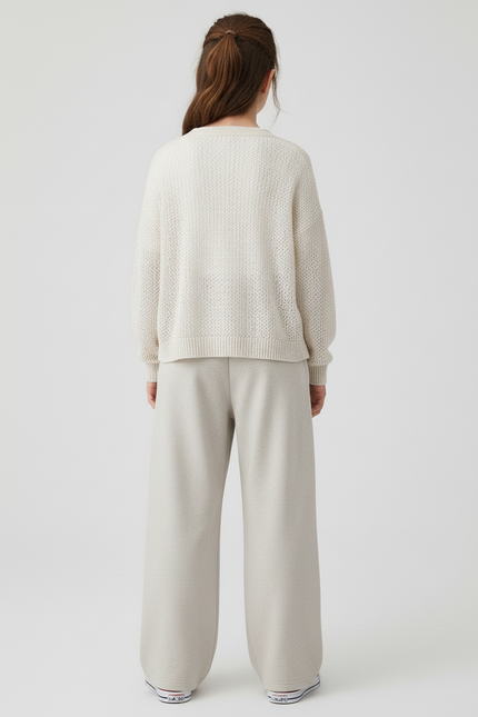 Pantalon Baggy Beige Ample Coton Décontracté Fille - Molleton - vue 2
