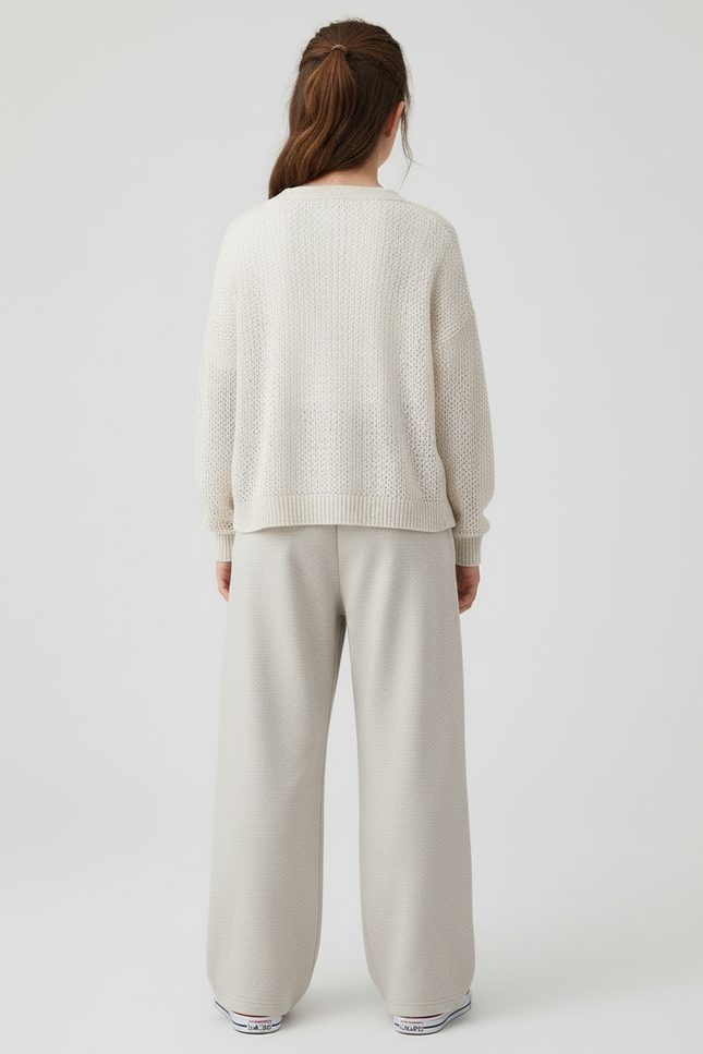 Pantalon Baggy Beige Ample Coton Décontracté Fille - Molleton - vue 2