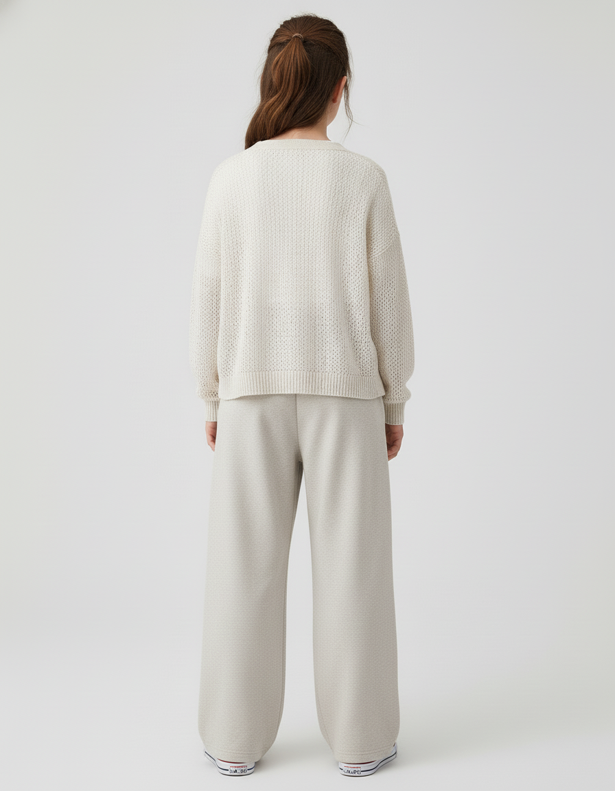 Pantalon Baggy Beige Ample Coton Décontracté Fille - Molleton - vue 2