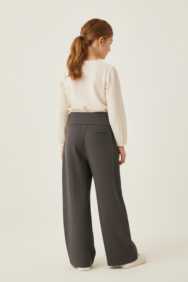 Pantalon Baggy Gris Ample Décontracté Confortable Fille - Lin - vue 2