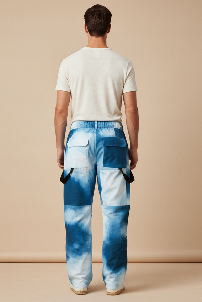 Pantalon Baggy Tie-Dye Bleu Imperméable Salopette Ski Homme - Multicolore Polyester - vue 2