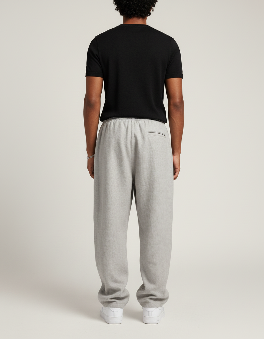 Pantalon Baggy Gris Ample Confortable Cordon Cintrée - Molleton - vue 2