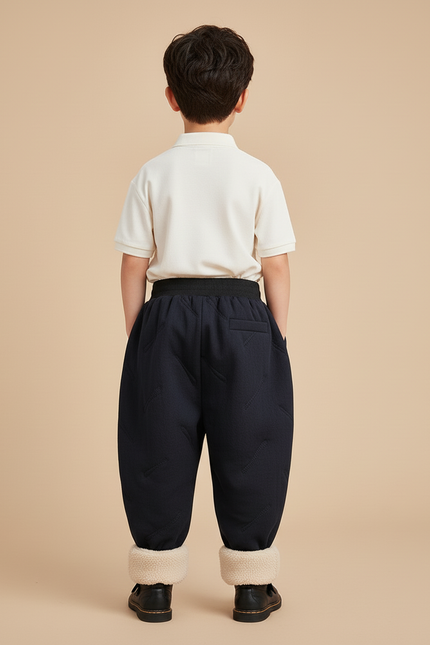 Pantalon Baggy Noir Matelassé Doublé Polaire Hiver - Polyester - vue 2