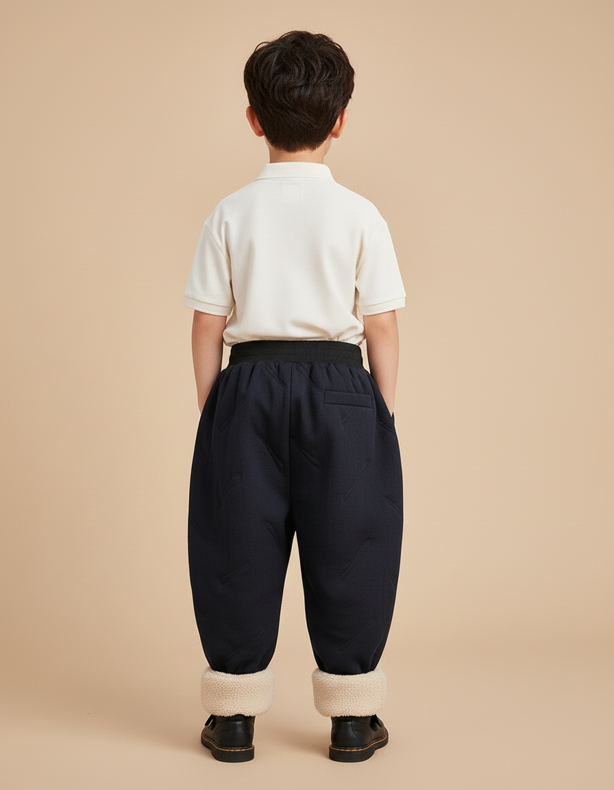 Pantalon Baggy Noir Matelassé Doublé Polaire Hiver - Polyester - vue 2