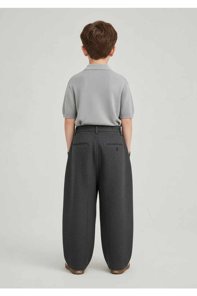 Pantalon Baggy Gris Foncé Ample Laine Enfant - vue 2