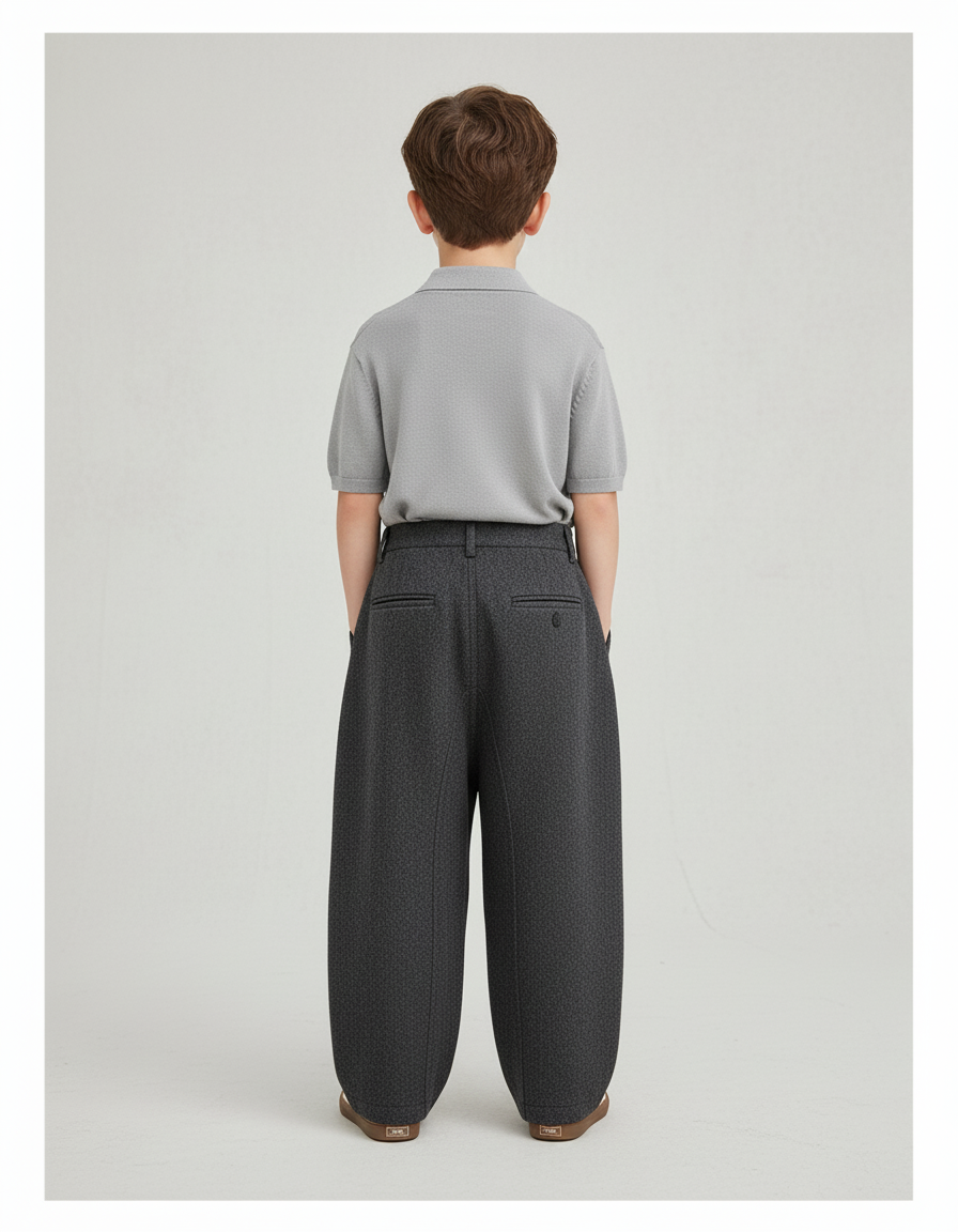 Pantalon Baggy Gris Foncé Ample Laine Enfant - vue 2