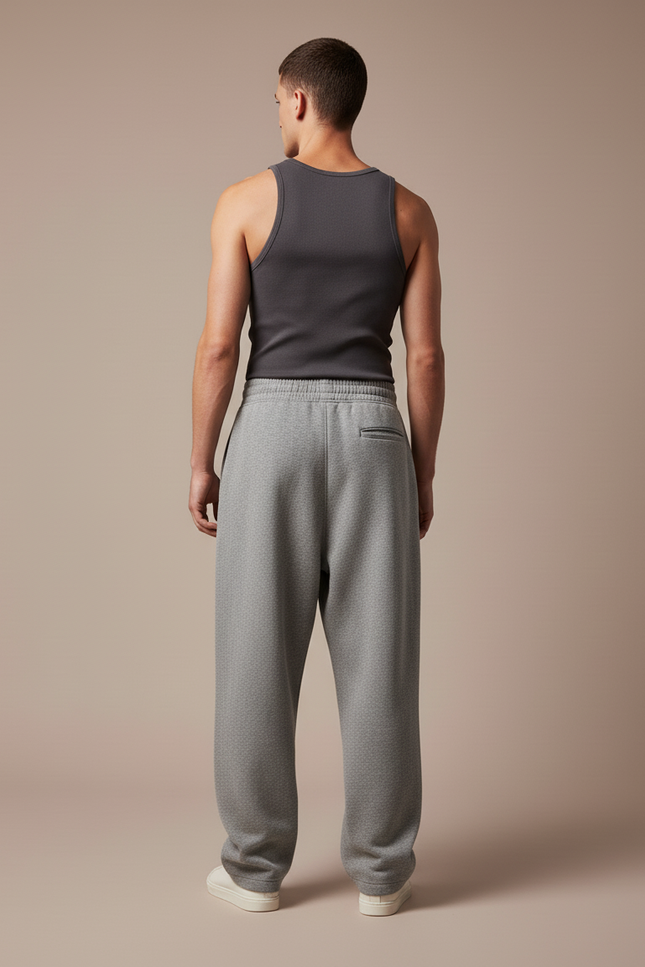 Pantalon Baggy Gris Chiné Ample Décontracté Confortable - Molleton - vue 2