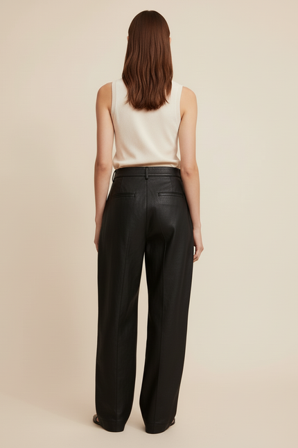 Pantalon Baggy Cuir Femme - Noir - vue 2