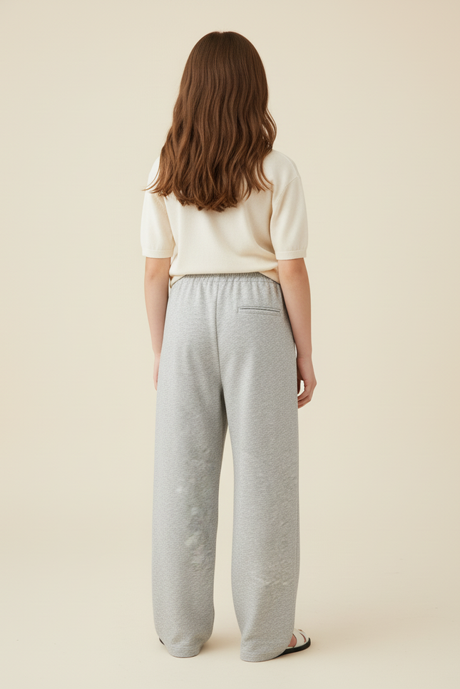 Pantalon Baggy Gris Ample Molleton Décontracté Fille - vue 2
