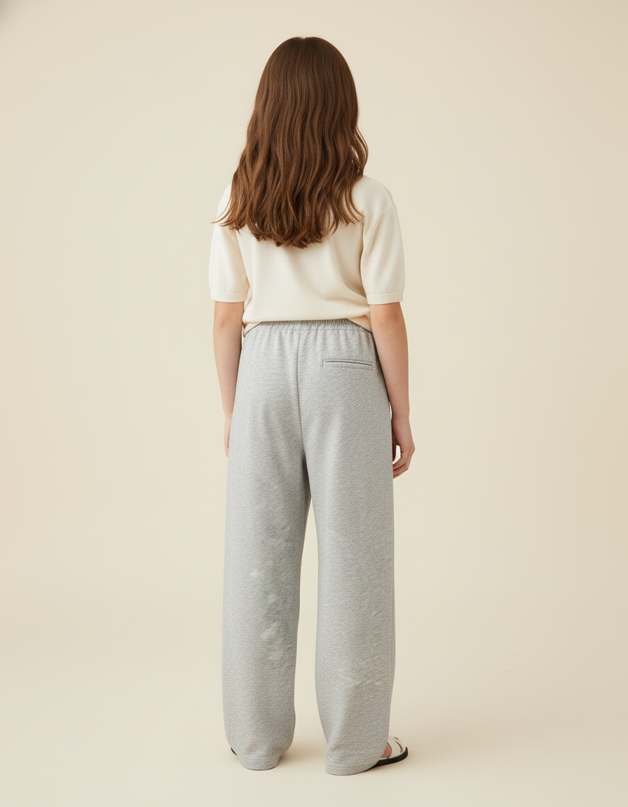 Pantalon Baggy Gris Ample Molleton Décontracté Fille - vue 2