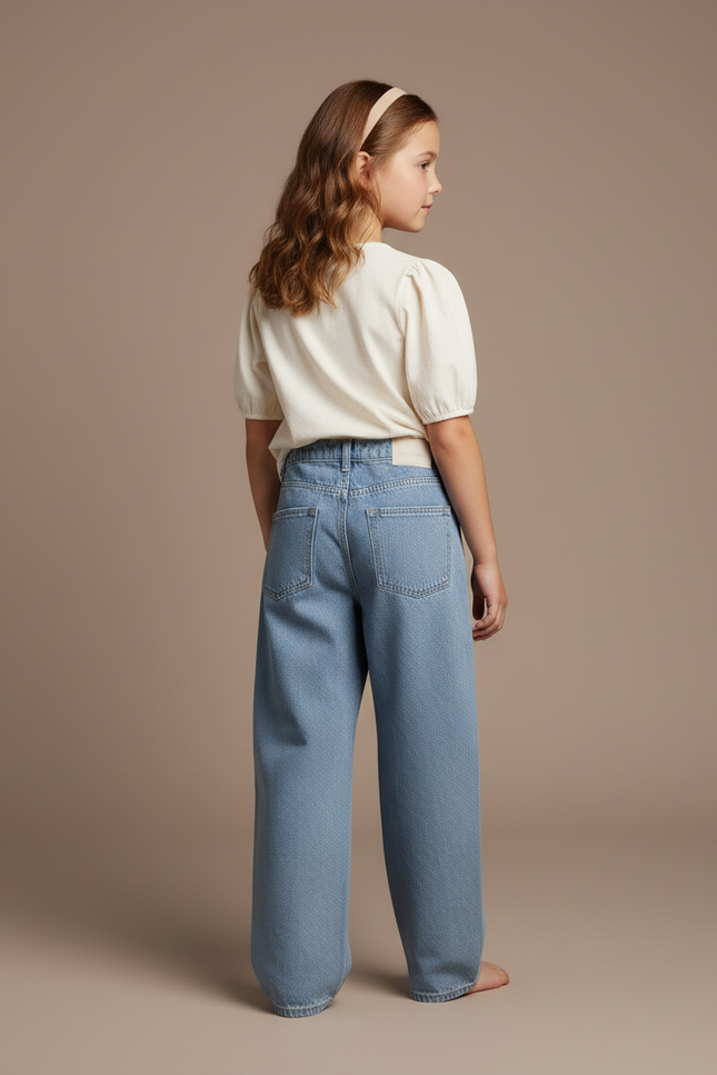Pantalon Baggy Denim Clair Imprimé Anime Harajuku - Bleu Jean - vue 2