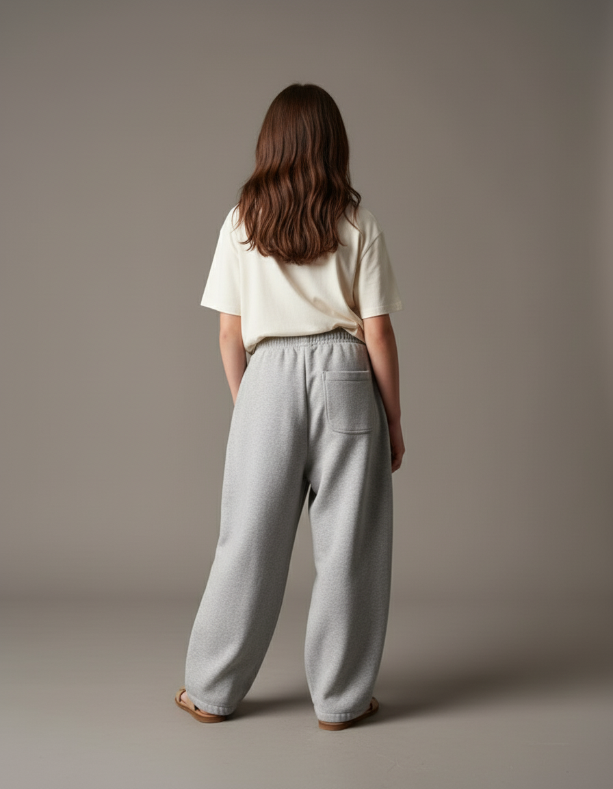 Pantalon Baggy Gris Ample Coton Lâche Décontracté Unisexe - Molleton - vue 2