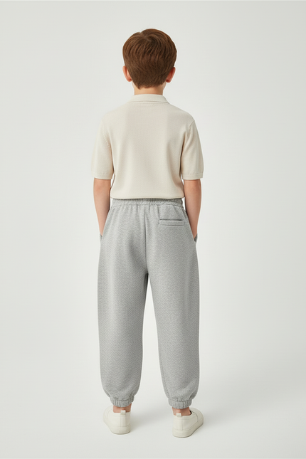 Pantalon Baggy Gris Molletonné Ample Décontracté Garçon - vue 2