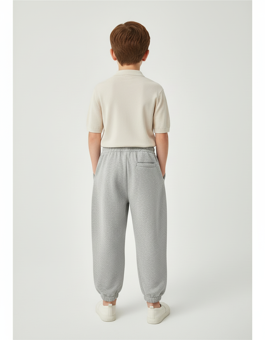 Pantalon Baggy Gris Molletonné Ample Décontracté Garçon - vue 2