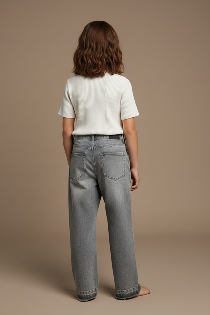 Pantalon Baggy Gris Clair Ample Décontracté - Jean - vue 2