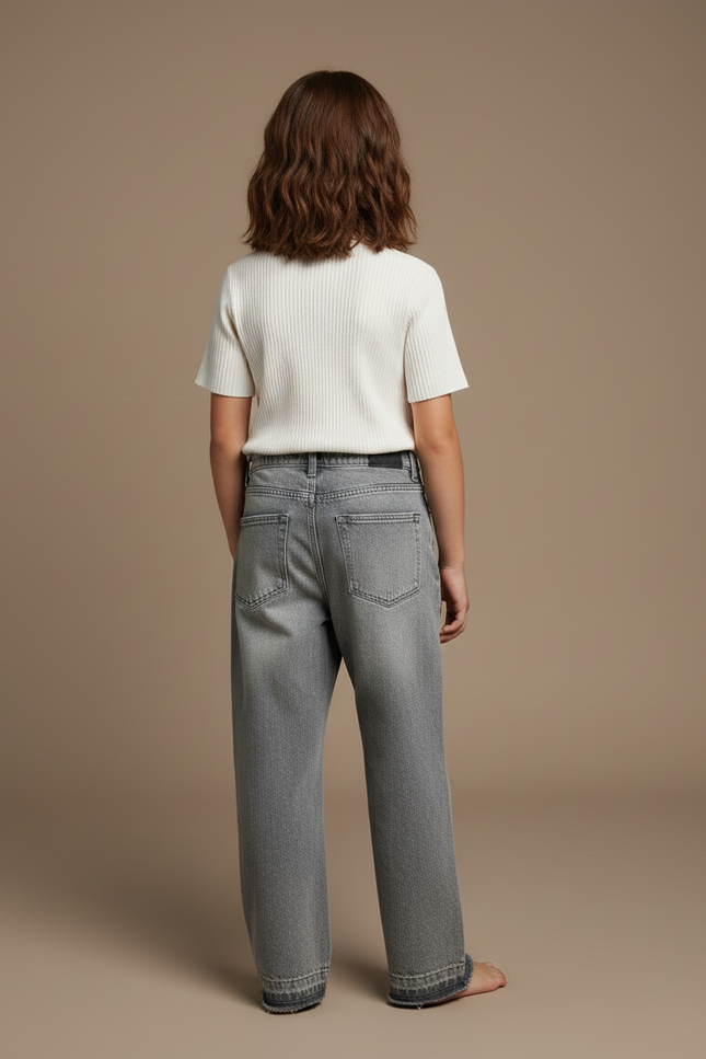 Pantalon Baggy Gris Clair Ample Décontracté - Jean - vue 2