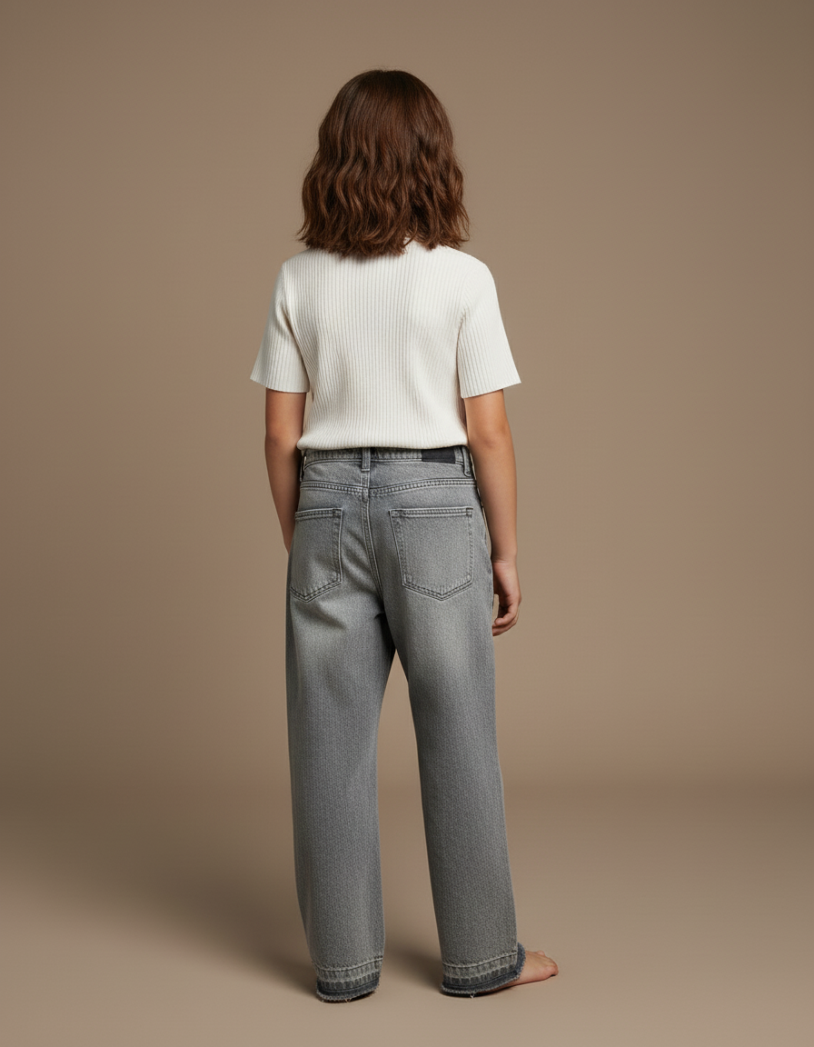Pantalon Baggy Gris Clair Ample Décontracté - Jean - vue 2