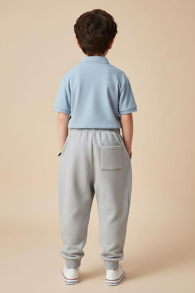 Pantalon Baggy Gris Chiné Décontracté Ample Cordon - Molleton - vue 2